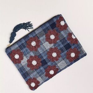 Anthropologie THE FIONA LARGE BEADED POUCH Style No. 94656923 Dark Florals